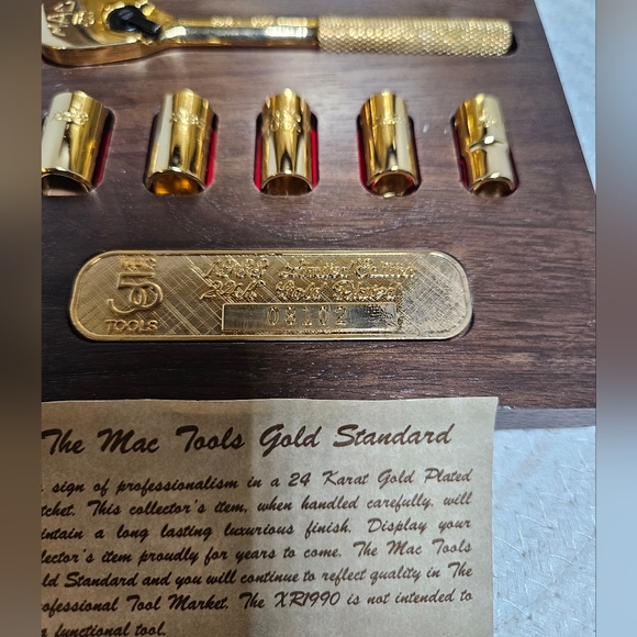 1988 Limited Edition MAC 50 Tools 24K Gold Plated 6pc Ratchet Socket Set - Picture 8 of 16